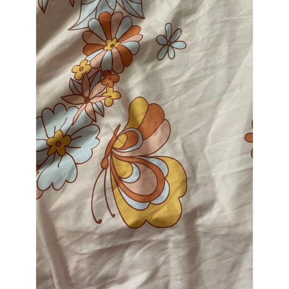 Vintage Floral & Butterfly Bee Fitted Sheet With Peace Sign Design Queen Size - Picture 4 of 7